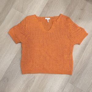 Vintage ESCADA Sport Orange 100% Cotton Crochet Knit Top Italy M 90s Y2K Cottage